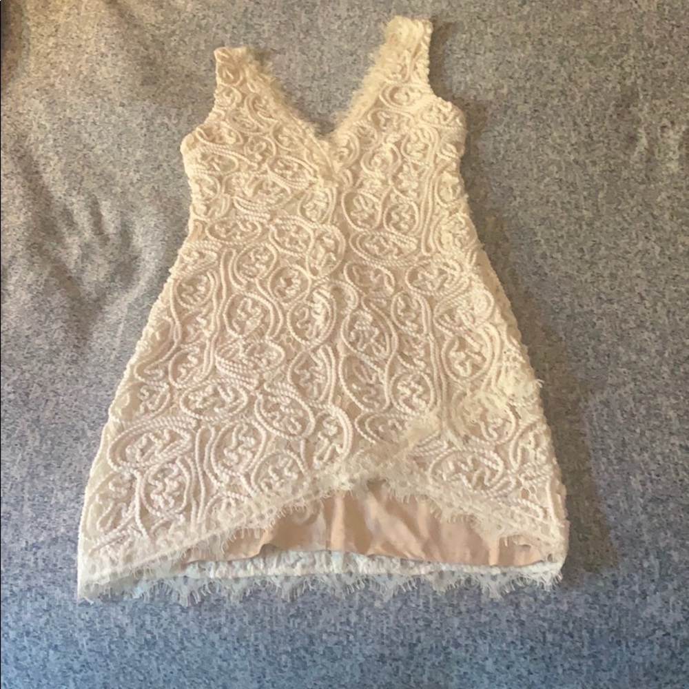 White and nude lace dress